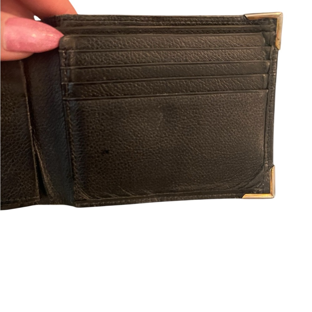 Yves Saint Laurent Black Leather Card Holder with Gold Accents - Picture 3 of 7